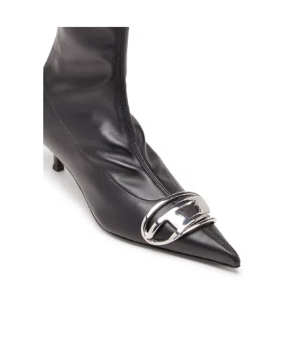 Diesel D-venus-stivali A Calzino Con Placca Oval D In Black