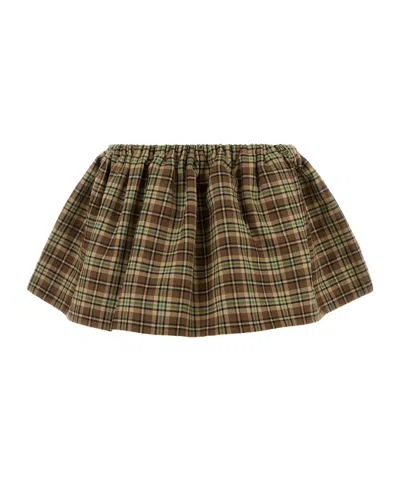 Miu Miu Embroidered Wool Mini Skirt Drawstring Detail In Green