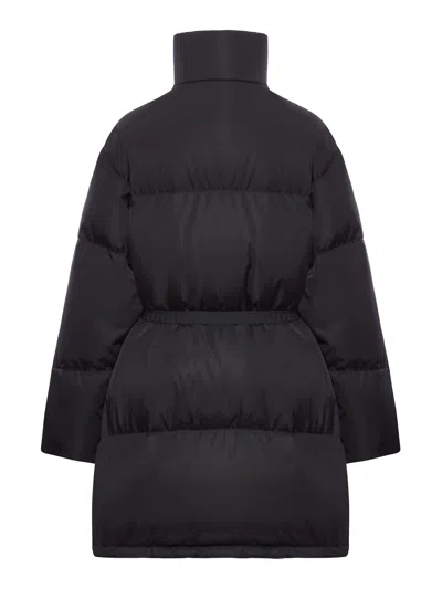 Prada High Collar Long Sleeve Cotton Coat In Black