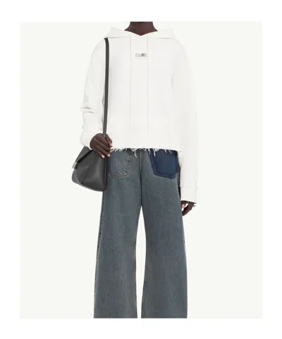 Mm6 Maison Margiela Mm6 By Maison Margiela Relaxed-fit Cotton Sweatshirt With Minimal Logo Detail In White