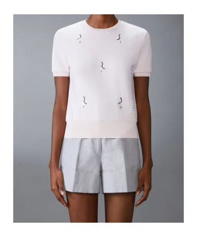 Thom Browne Geese-embroidered Cotton T-shirt In White