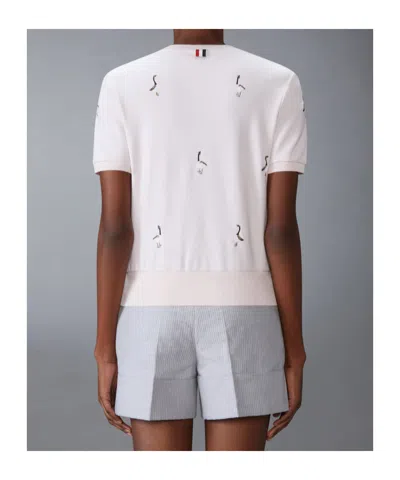 Thom Browne Geese-embroidered Cotton T-shirt In White