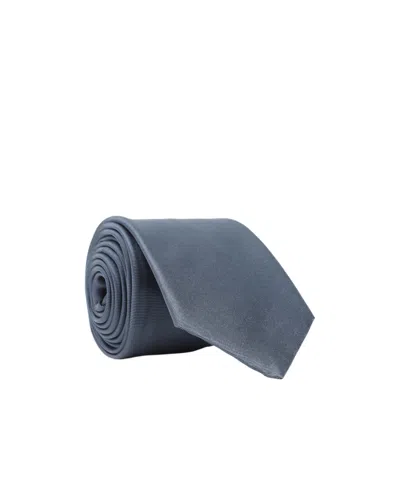 Giorgio Armani Rolled Silk Tie Smooth Texture In Blue