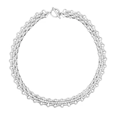 Savvy Cie Jewels Rhodium Plated Panther Link Taggle Necklace