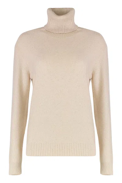Fabiana Filippi Wool Blend Turtleneck Sweater In Neutral