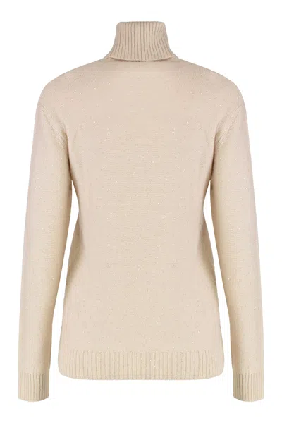 Fabiana Filippi Wool Blend Turtleneck Sweater In Neutral