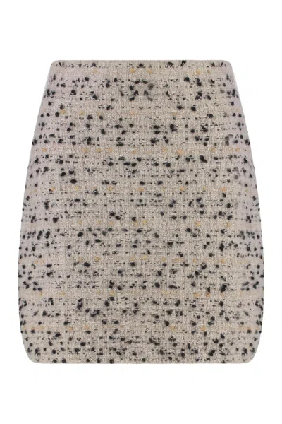 Fabiana Filippi Beige Frayed-knot Donegal Tweed Mini Skirt In Neutral