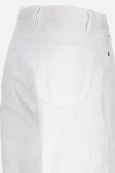 Frame The Loose Cotton Mid Rise Wide Jeans In White