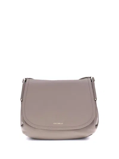 Coccinelle Rebekka Flap-detail Leather Shoulder Bag In Gray