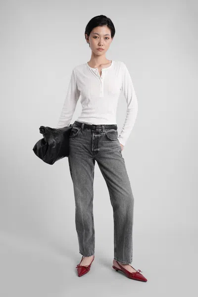 Anine Bing Pia Pointelle-knit Henley Top In White