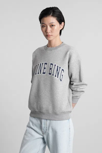 Anine Bing Grey Crew Neck Sweatshirt With Bold Lettering In Gray