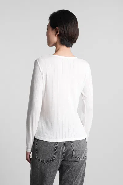Anine Bing Pia Pointelle-knit Henley Top In White