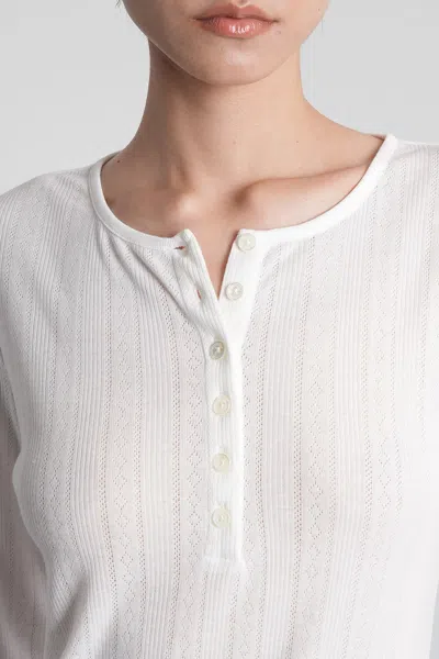 Anine Bing Pia Pointelle-knit Henley Top In White