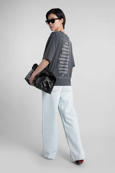 Anine Bing Womens Washed Black Rudy Brand-print Cotton-jersey T-shirt In Gray