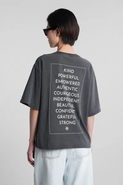 Anine Bing Womens Washed Black Rudy Brand-print Cotton-jersey T-shirt In Gray