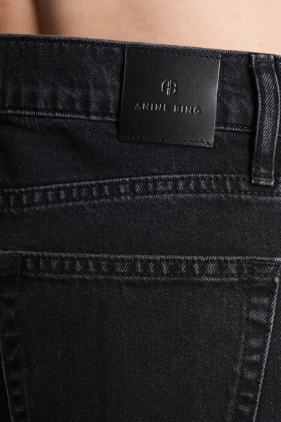 Anine Bing Hugh Jeans In Black Cotton In Black