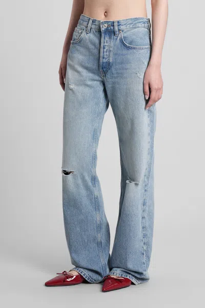 Anine Bing Hugh Jeans In Blue Cotton In Blue