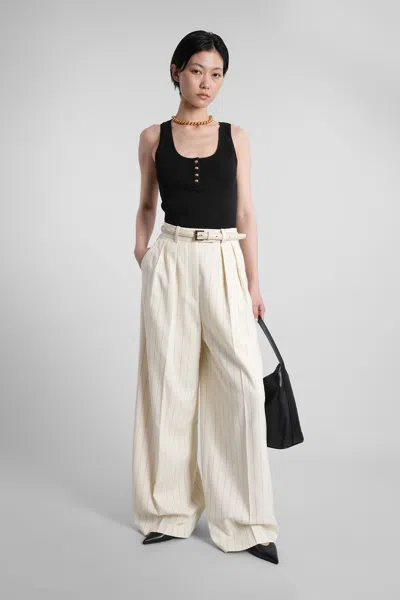 Anine Bing Lou Pants In Beige Viscose In Neutral