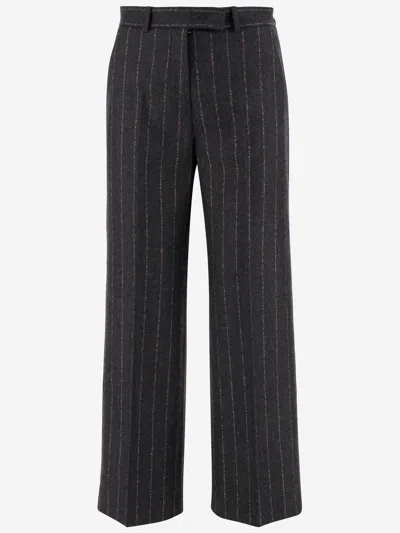 Ql2 Theodora Wool And Cashmere Striped Pants In Gray
