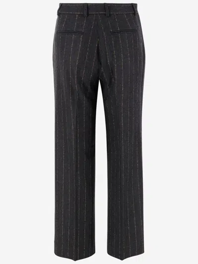 Ql2 Theodora Wool And Cashmere Striped Pants In Gray