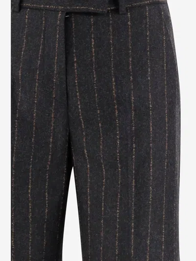 Ql2 Theodora Wool And Cashmere Striped Pants In Gray