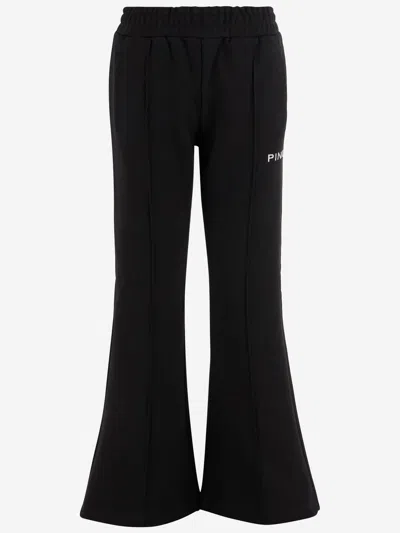Pinko Logo-embroidered Flared Trousers In Black