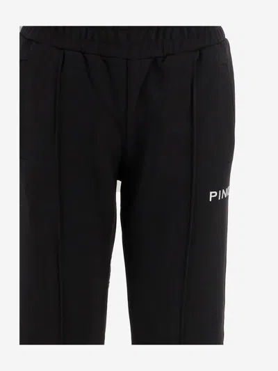 Pinko Logo-embroidered Flared Trousers In Black