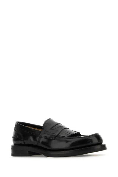 Our Legacy Polished Black Leather Loafers With Decorative Fringe Detail In Black