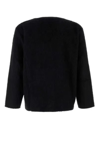 Our Legacy Textured V-neck Cardigan With Button-down Front In Blue
