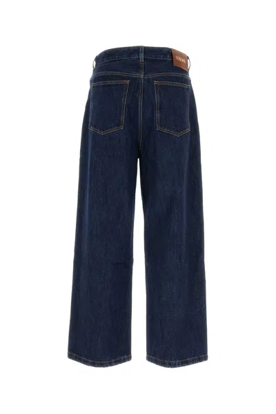 Loewe Wide Leg Denim Trousers With Front And Back Pockets In Blue