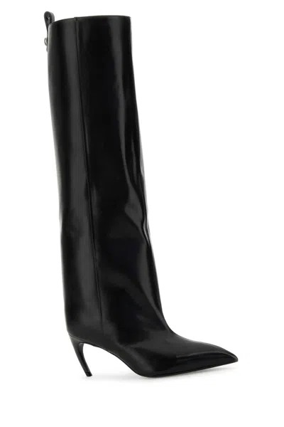 Attico 65mm Lea Heeled Leather High Boots In Black
