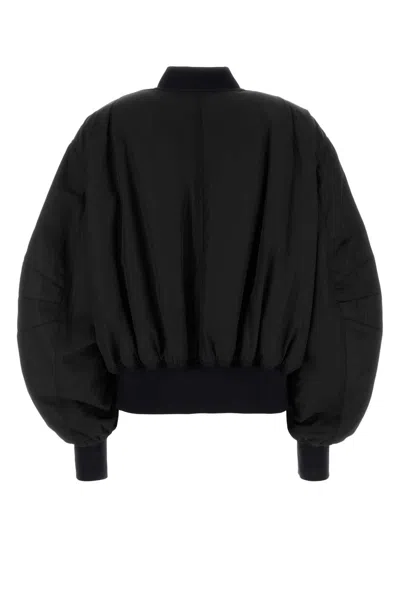 Attico Black Polyester Oversize Bomber Jacket