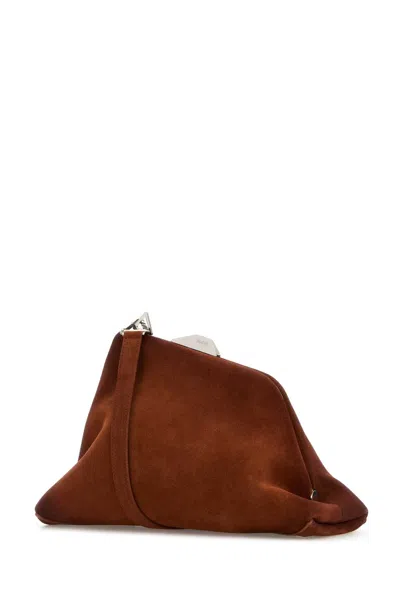 Attico Caramel Suede Day Off Clutch