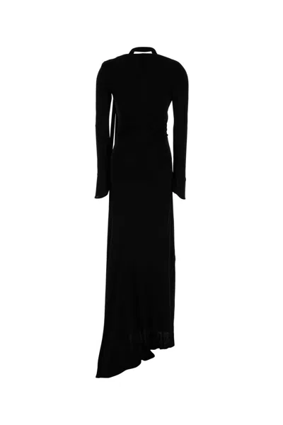 Attico Abito Lungo In Crepe Nero Donna In Black