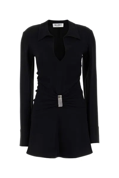 Attico Mini Dress With Deep V-neck In Black