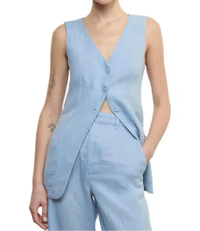 Enza Costa Linen Tunic Vest In Sky In Brown