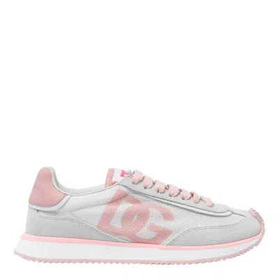 Dolce & Gabbana Mixed-material Dg Cushion Sneakers In Gray