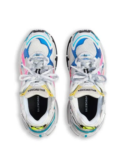 Balenciaga Mesh And Nylon Multicolor Worn-out Effect Runner Sneakers Shoes In Multi