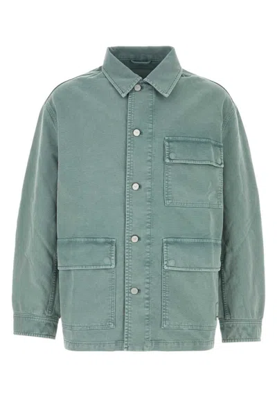 Emporio Armani Asv Vintage-look Comfort Cotton Canneté Jacket In Green