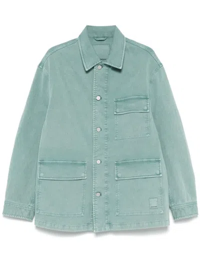 Emporio Armani Asv Vintage-look Comfort Cotton Canneté Jacket In Green