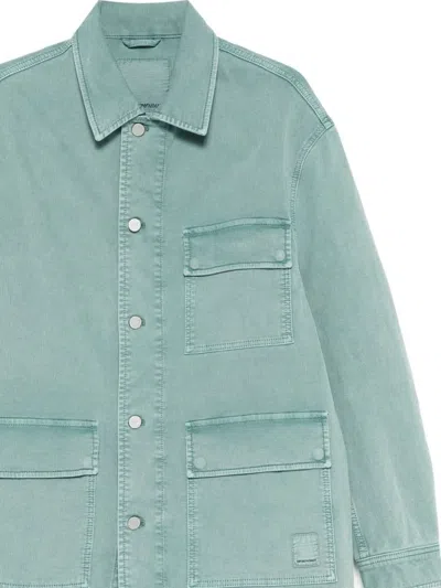 Emporio Armani Asv Vintage-look Comfort Cotton Canneté Jacket In Green