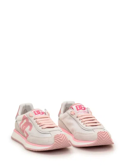 Dolce & Gabbana Mixed-material Dg Cushion Sneakers In Gray