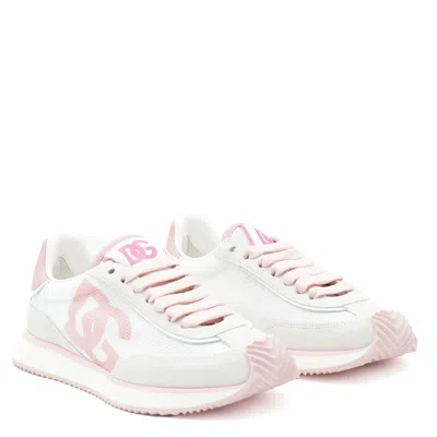 Dolce & Gabbana Mixed-material Dg Cushion Sneakers In Gray
