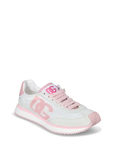 Dolce & Gabbana Mixed-material Dg Cushion Sneakers In Gray