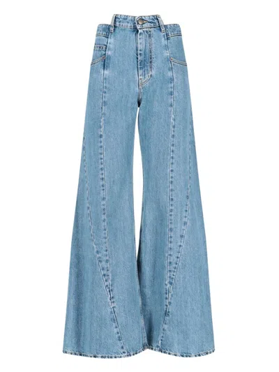 Maison Margiela Women's Cut Out Waistband Relaxed Fit Denim Jeans In Blue