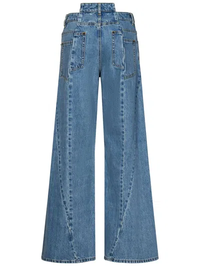 Maison Margiela Women's Cut Out Waistband Relaxed Fit Denim Jeans In Blue