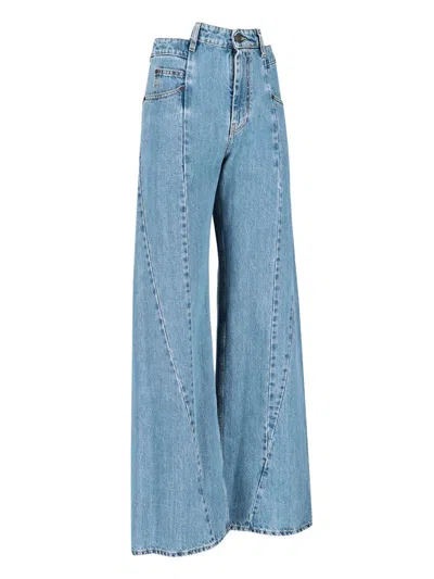 Maison Margiela Women's Cut Out Waistband Relaxed Fit Denim Jeans In Blue