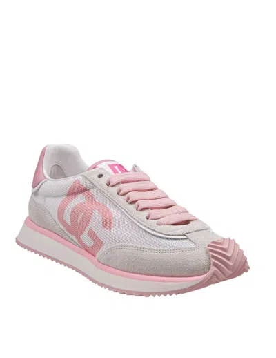 Dolce & Gabbana Mixed-material Dg Cushion Sneakers In Gray