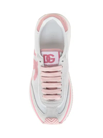 Dolce & Gabbana Mixed-material Dg Cushion Sneakers In Gray