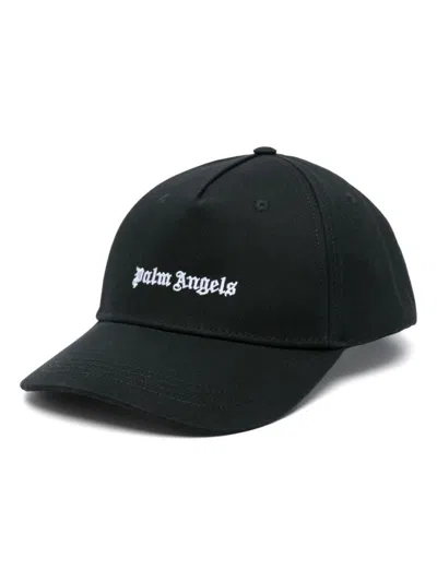 Palm Angels Black Baseball Cap With White Logo Print